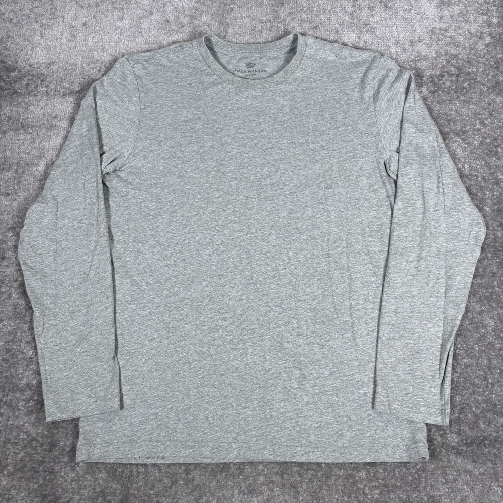 Mack Weldon Shirt Men's Medium Heathered Gray Pima Cotton Long Sleeve Crew Neck‎